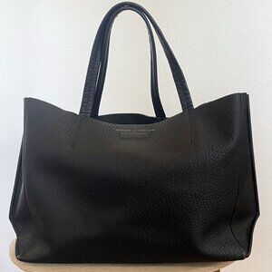 Ampersand as Apostrophe Large Tote - Black Buffalo Leather